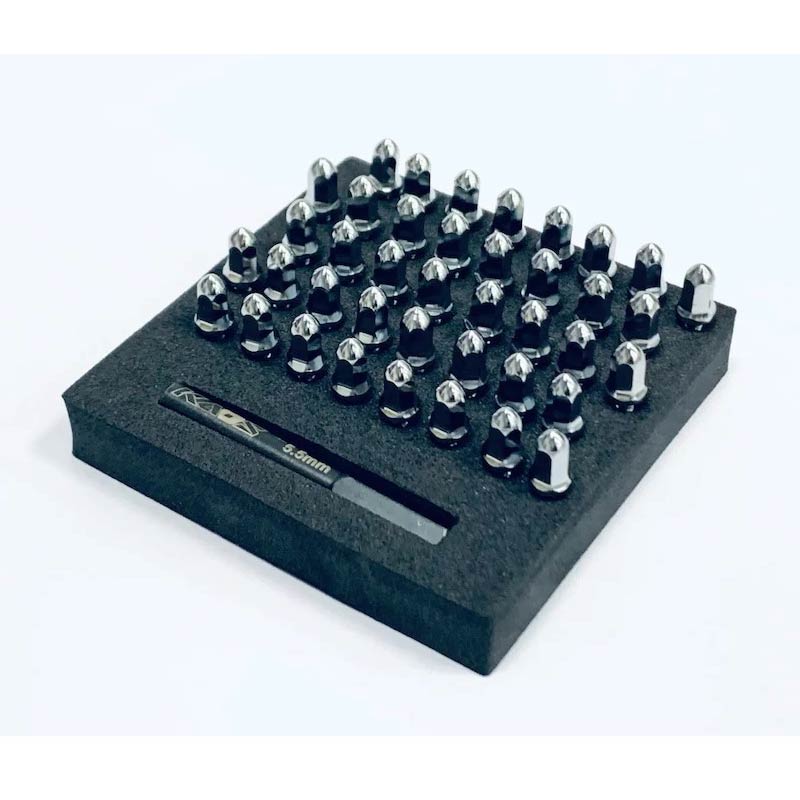 CKD0615 KAOS Bullet Wheel Lug (SILVER chrome, M2.5 studs, w/tool, 40pcs For American Force Wheels) - HeliDirect