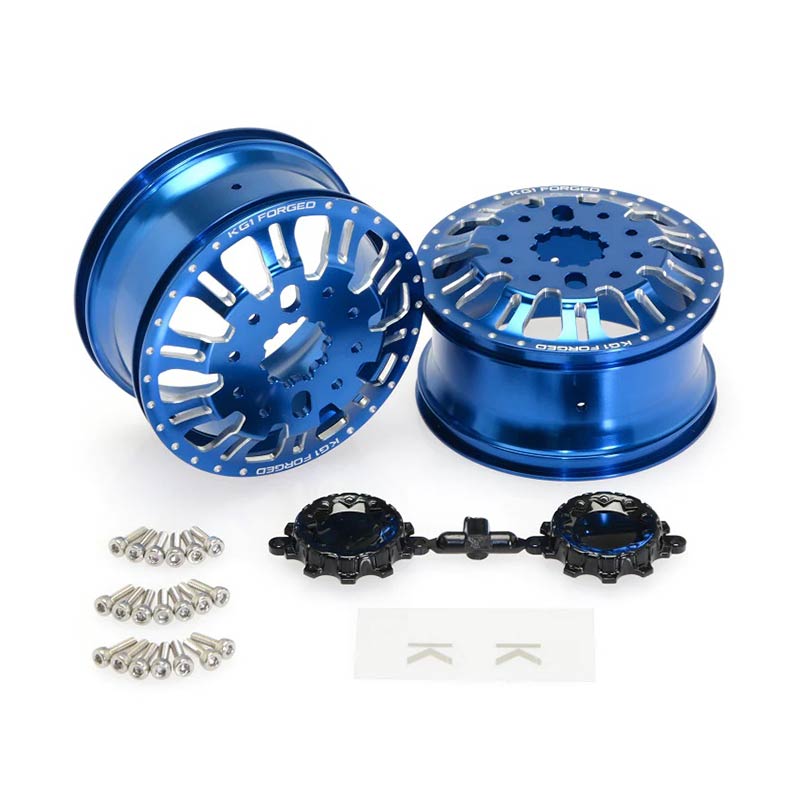 CKD0655 KG1 KD004 CNC Aluminum FRONT Wheel (BLUE anodize, 2pcs, w/cap and decal, screws) - HeliDirect